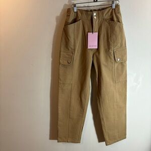 AVEC LES FILLES Sz S Tan Cargo Style Khaki 100% Cotton Anthropologie  Pants NEW